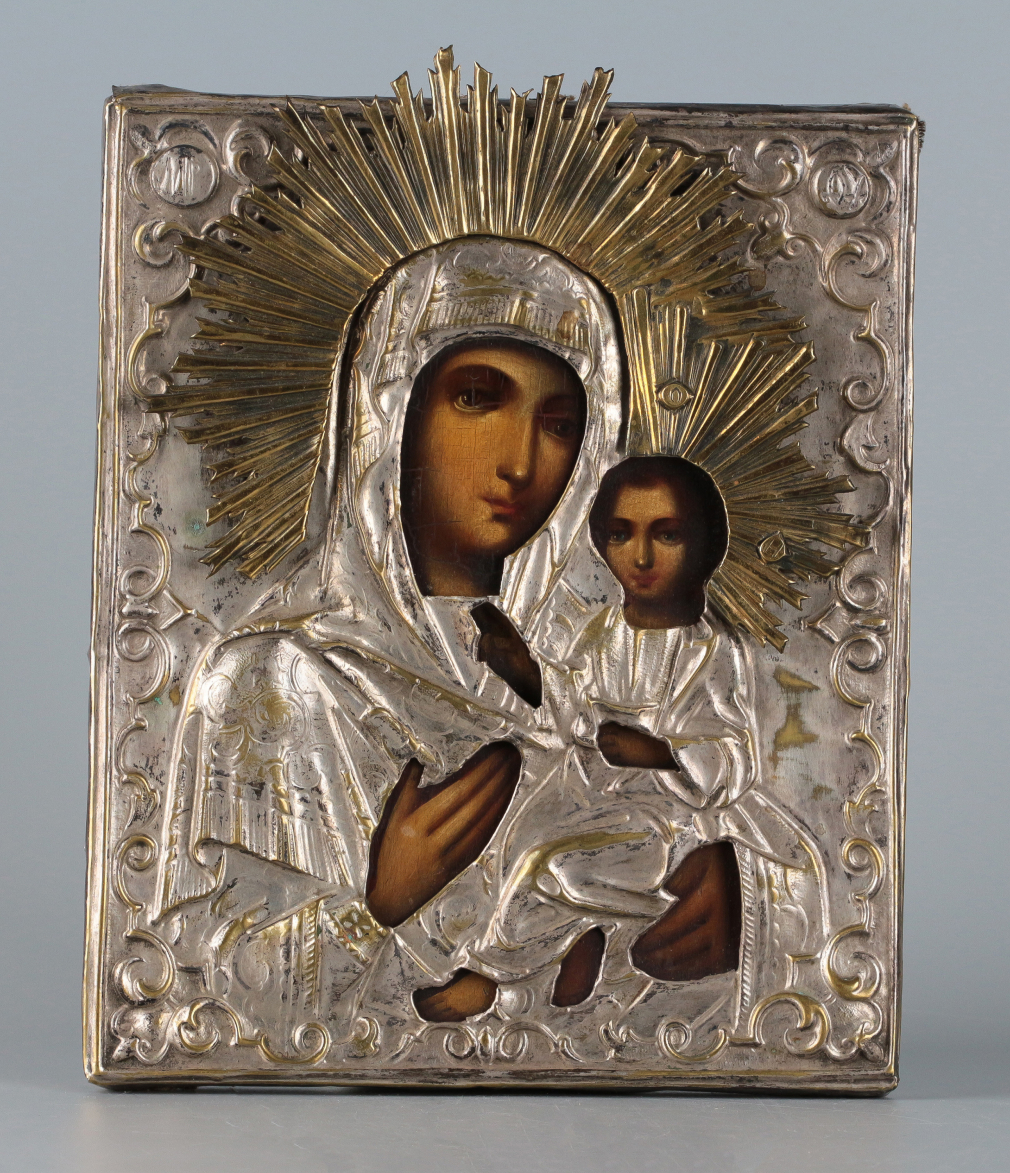 Икона Богородица Тихвинская в окладе - фото - 2