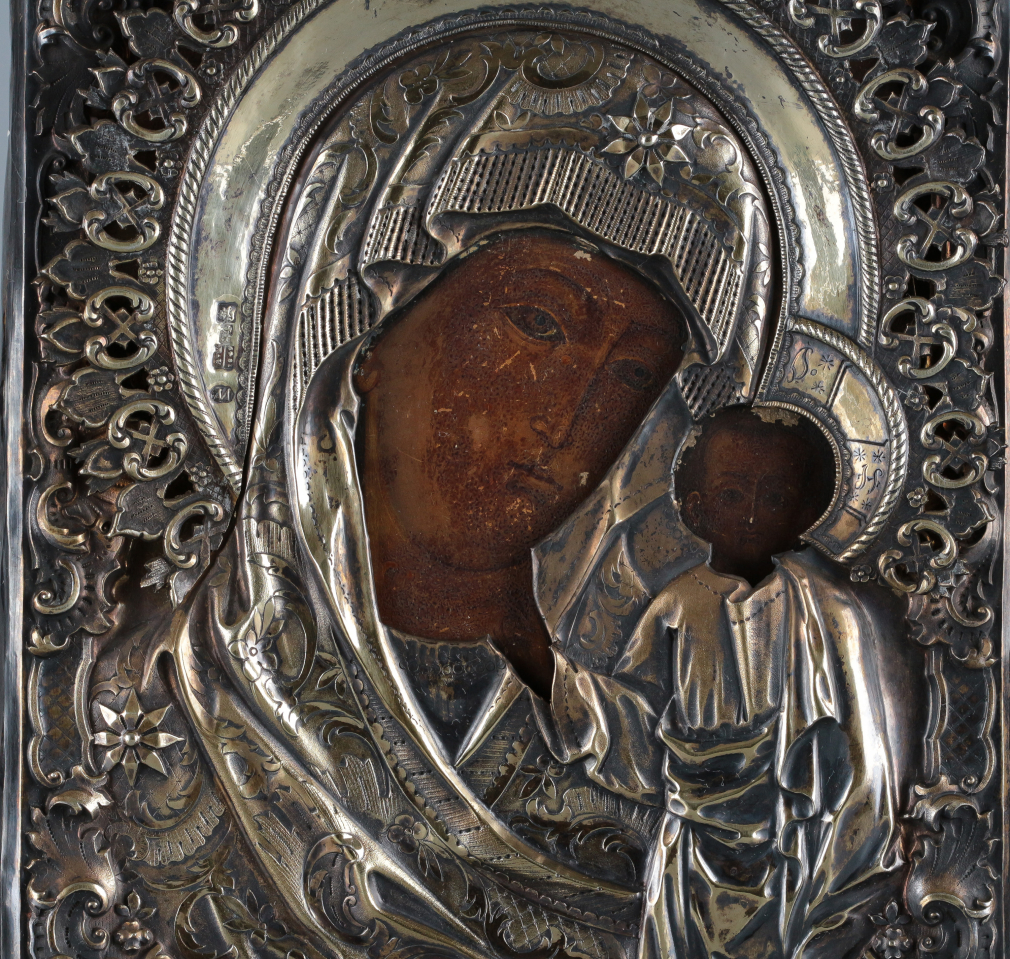 Икона Богородица Казанская в серебряном окладе 00491-23