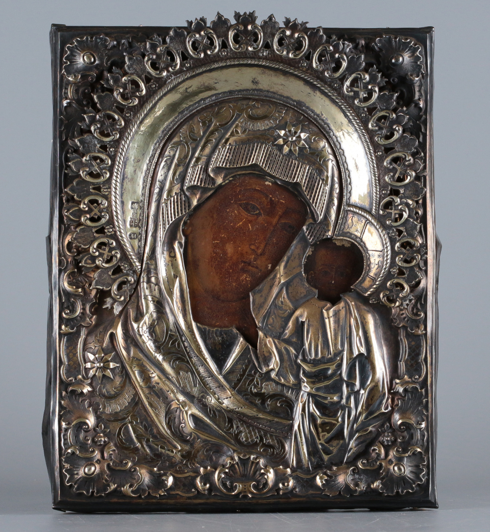Икона Богородица Казанская в серебряном окладе - фото - 4
