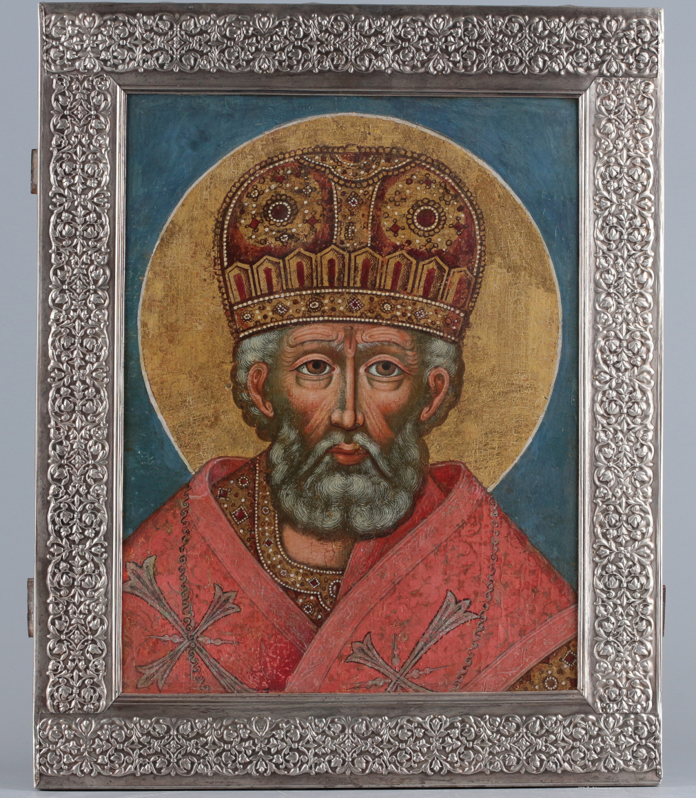 Икона Святой Николай Чудотворец в басме - фото - 3