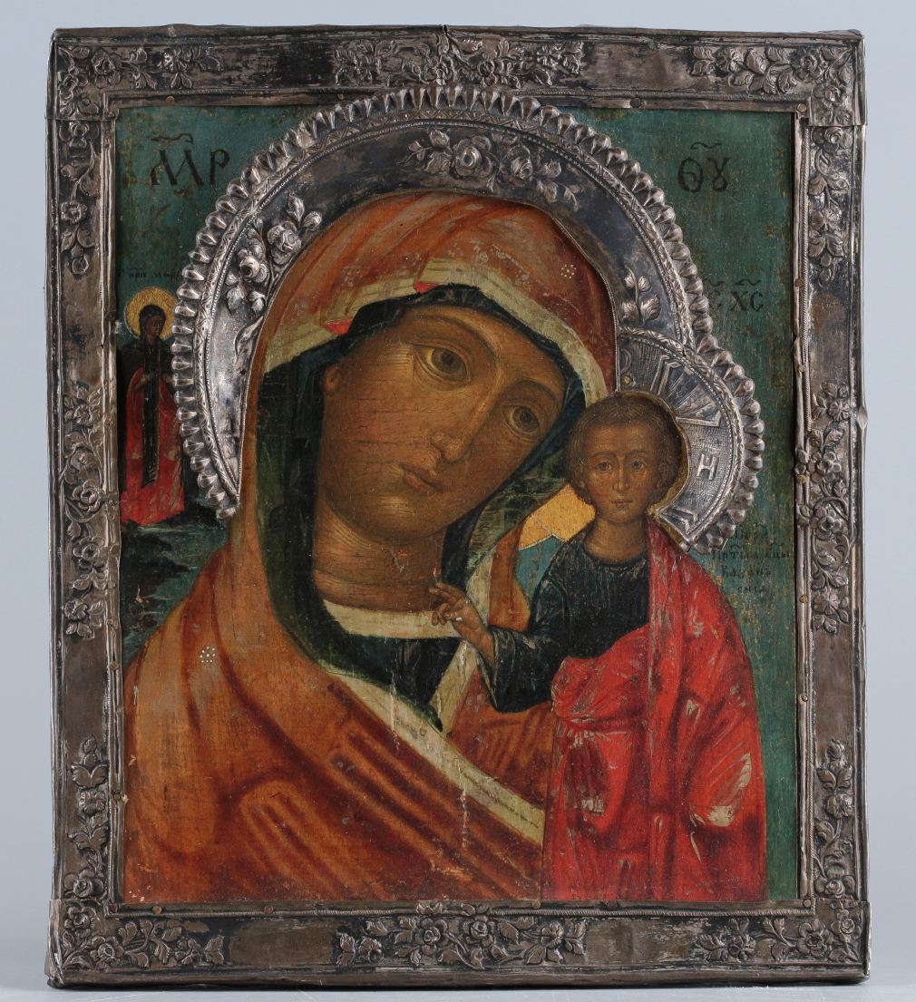 Икона Богородица Казанская в серебряной басме - фото - 2