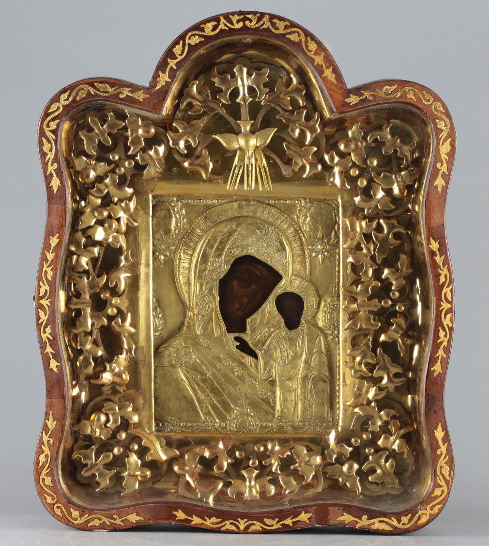 Икона Богородица Казанская в окладе - фото - 3